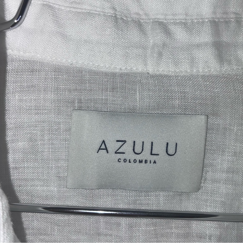 Azulu Linen Button Down Shirt in Pure White Size Small - Picture 6 of 7